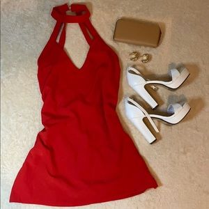 TOBI RED mini dress open back